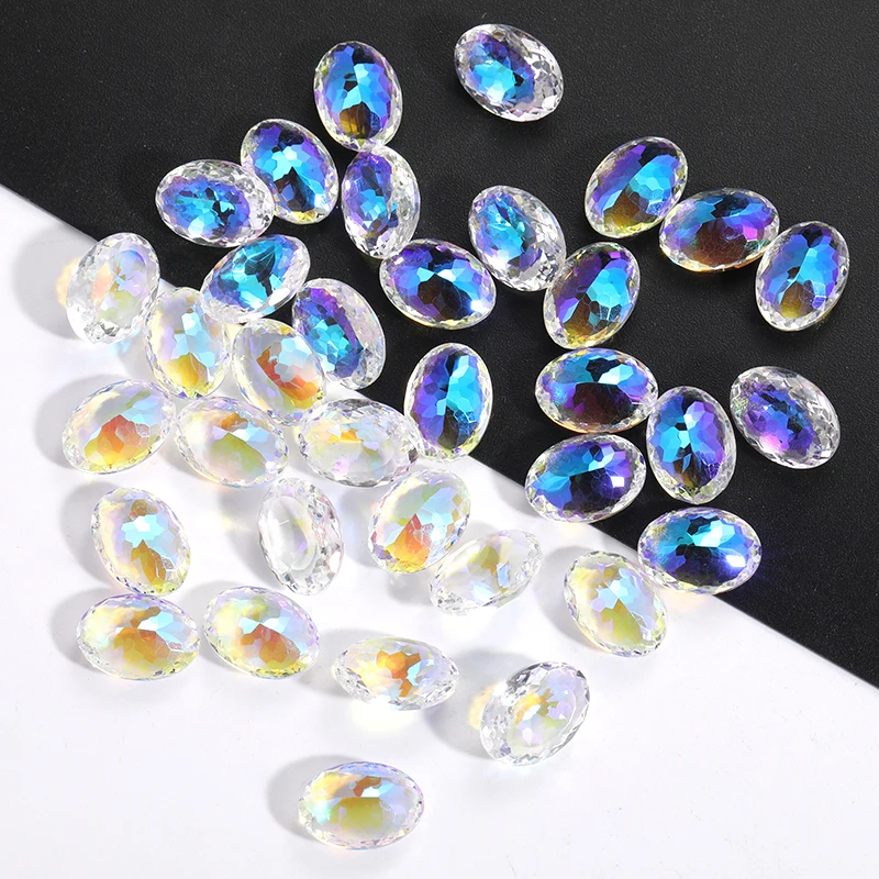 Loose Oval Gem Glass Sew On Rhinestones For Pointback Jewelry Making Strass Glitter Crystal Diamond Clothes Sewing Accessories