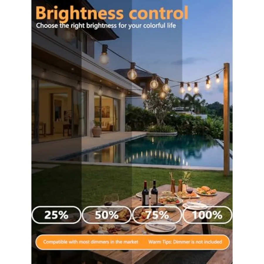 Replacement Light, 25 Pack E12 Screw Base Clear Globe Bulbs for Outdoor String Lights, 0.6W Shatterproof Dimmable Light Bulbs f view 5