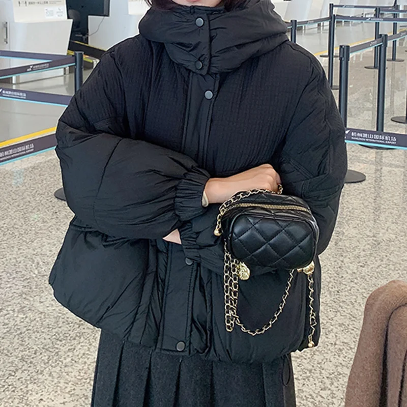 Women\'s Winter Hooded Thicken Parkas Long Sleeve Jacket Padded Jacket 2000s Streetwear Emo Y2K Coat 2000s Clothes 2024 Winter