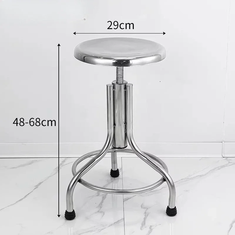 Stainless Steel Pneumatic Lift Stool Round Adjustable Height Chair Heavy Duty Laboratory Bar Stool Medical Seat