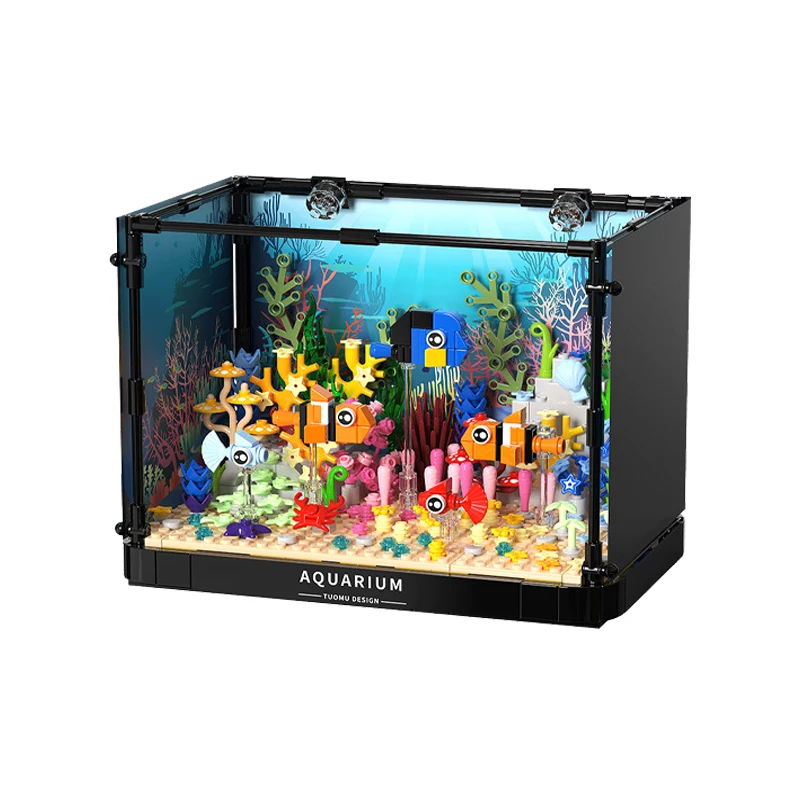 IN STOCK MOC Idea Oceanarium Clown Fish coral Ecological Tank Building Blocks Bricks Assembling Kids Toys Birthday Gift Set