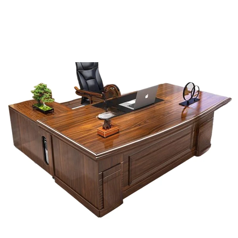 Bruin Luxe Executive Bureau Moderne Houten Grote Laden Computer Bureau Gaming Grote Mesa Escriotorio Werkstation Tafel