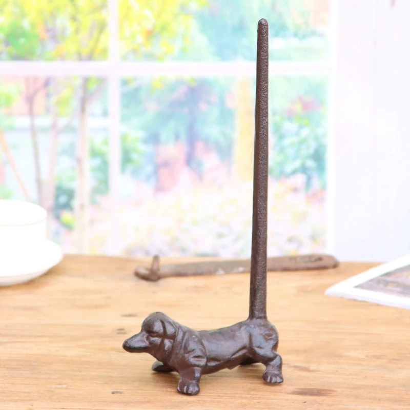 Rustic Cast Iron Dog Paper Towel Holder Metal Dachshund TP Roll Toilet Tissue Holder Paper Towel Rack Dog Kitchen Bathroom Decor