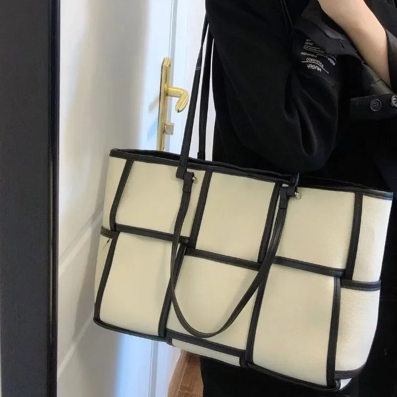 Canvas Shoulder Bags Women Fashionable Commuter Large Capacity Tote Bag Travel Shopper Multi-function Korean Style Handbags Ins
