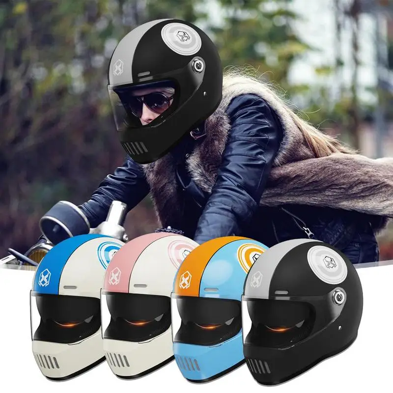 Vintage Helmets Anti Fog Full Face Motor Cycle Helmets Double Mirror Design Men Women Bike Helmets Motorbike Accessories