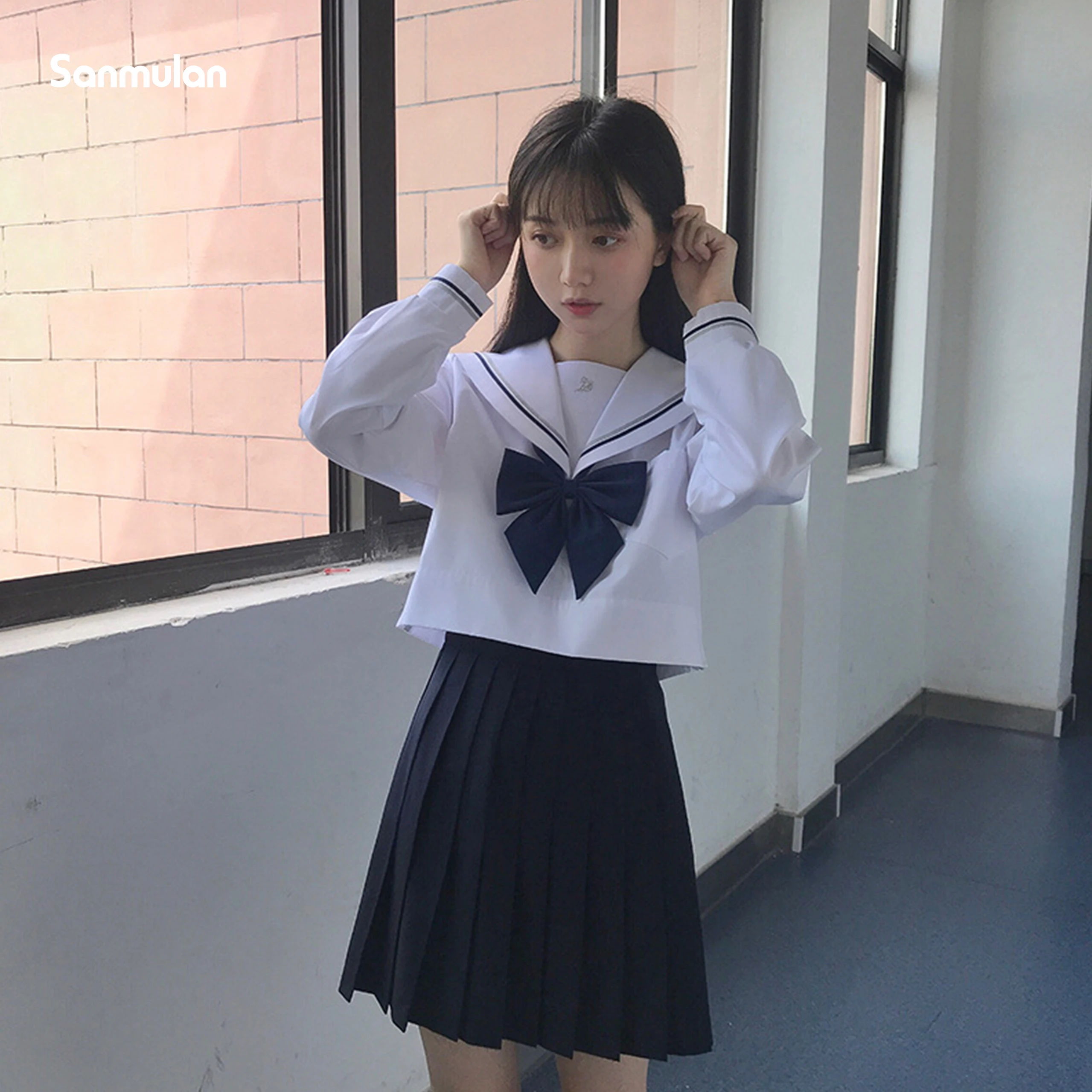 JK Uniform Full Set Basic Spring Shore Gold Two Long-sleeved Japanese Soft Girl Student College Style Sailor Suit