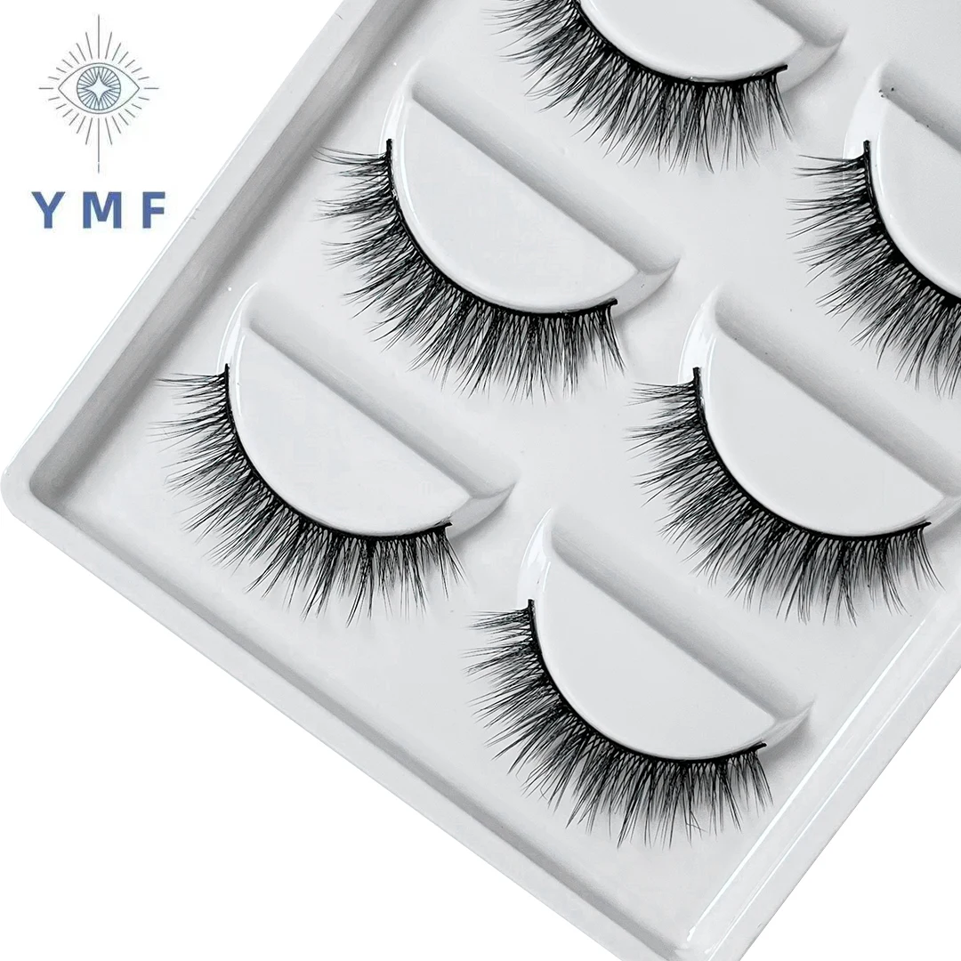 5 Pairs Hot Sale Natural Long 6D Fiber Lashes Soft Short Faux Cils Handmade Fake Lashes Makeup Tool Eyelash Extension maquiagem