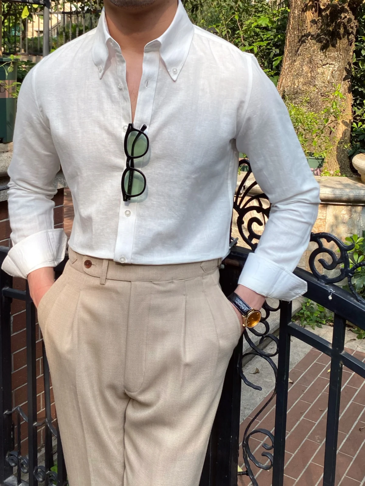 

Мистер. Мужская хлопково-льняная рубашка Deer Tee с длинным рукавом, приталенного кроя, однотонная, в корейском стиле, деловая, повседневная, британская, универсальная, модная.