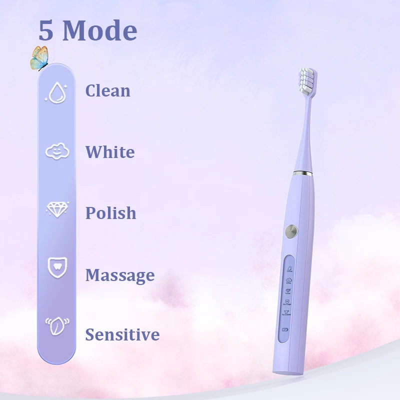 Smart Electric Toothbrush Wireless Rechargeable Adult Couple Girl Multi-grade IPX7 Waterproof Brush Head Gift Group Purchase