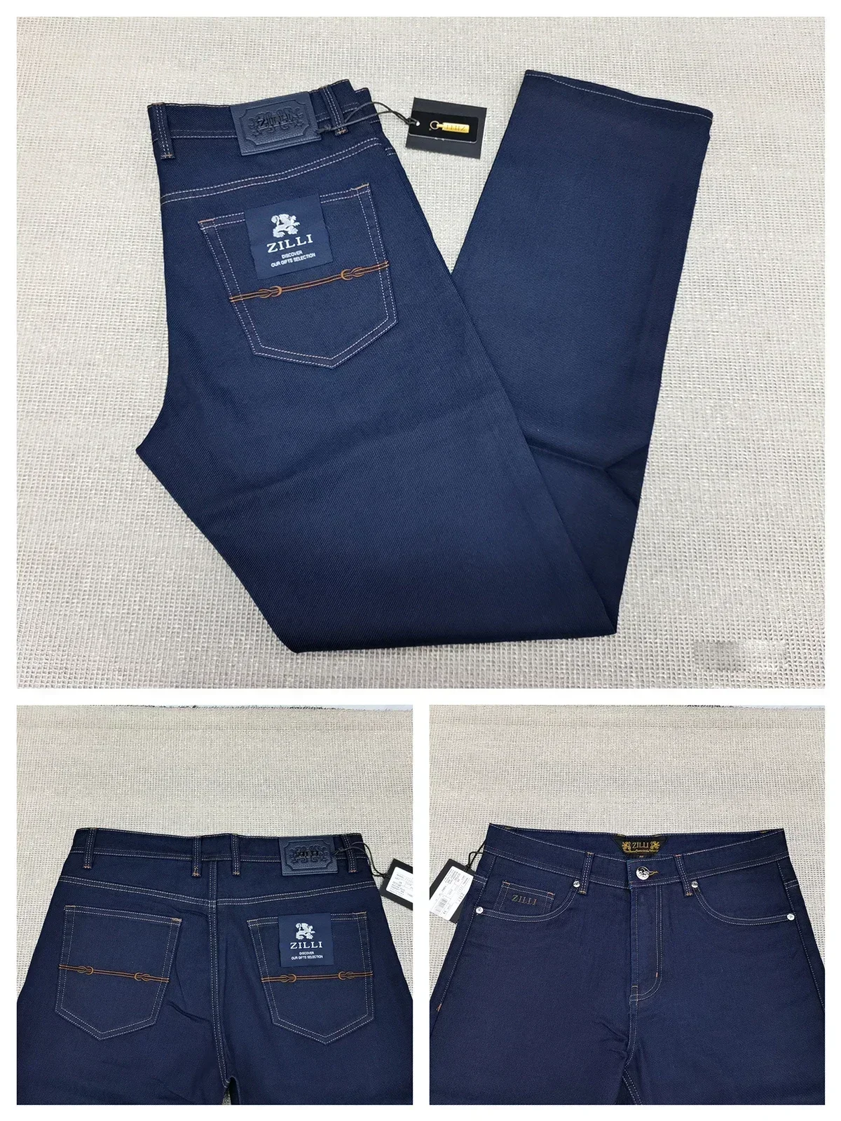 

OECHSLI Jeans Thin Cotton Men 2025 Spring Summer new casual breathable comfort button Big size 30-40 long Pants