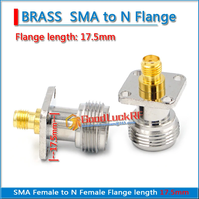 L16 N Female to SMA Female Plug 4 hole 17.5 * 17.5 mm Flange Panel Mount Brass N to SMA Connector Socket RF Coaxial Adapters