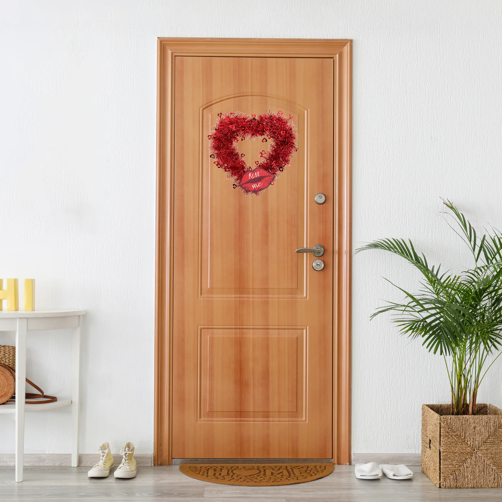 

Valentine's Day Love Garland Floral Artificial Wreath Hanging Decorations Door Florist Flower Metallic Line