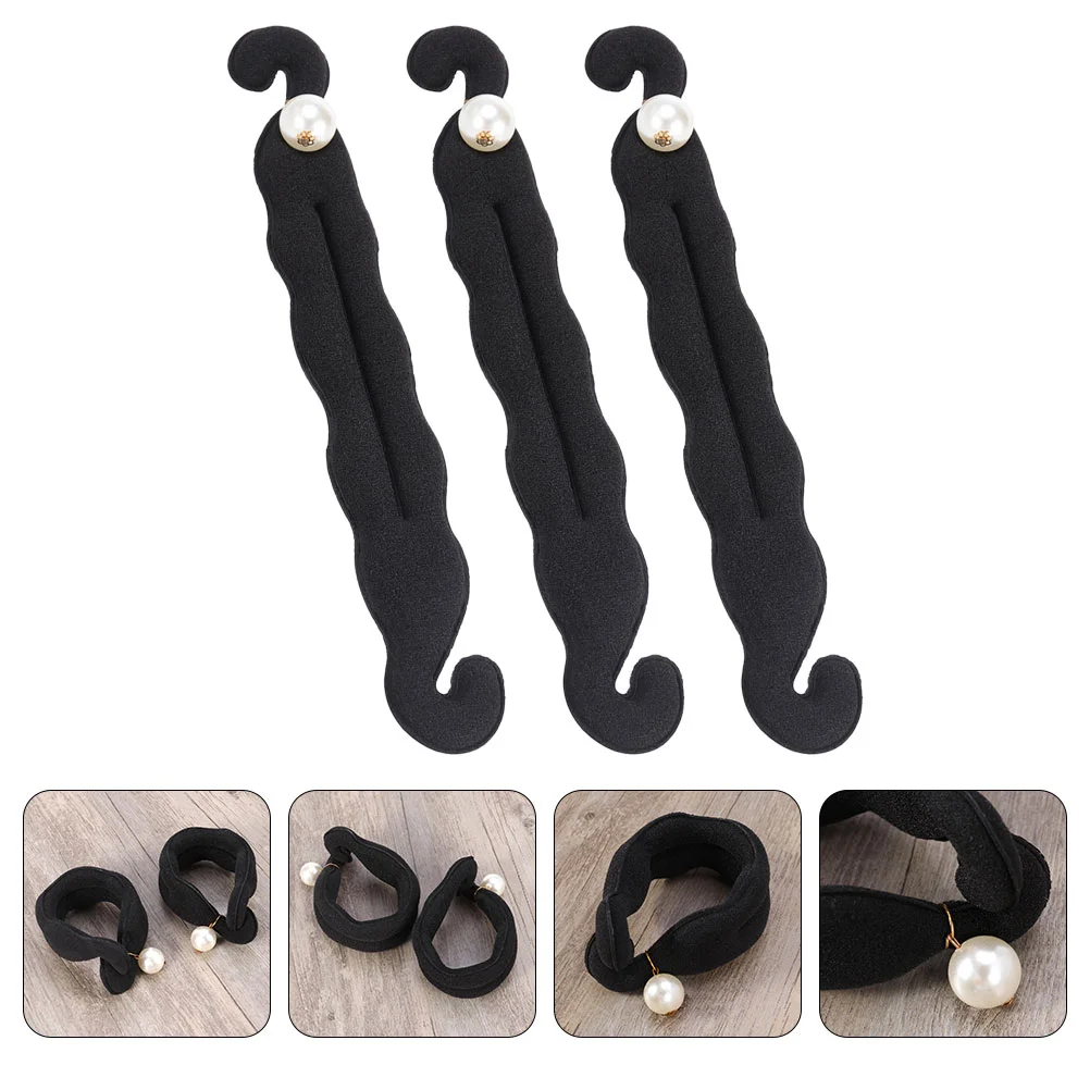 3 Pcs Brown Hair Nets for Buns Pearl Curler Maker Korean Version Black Lazy Thin