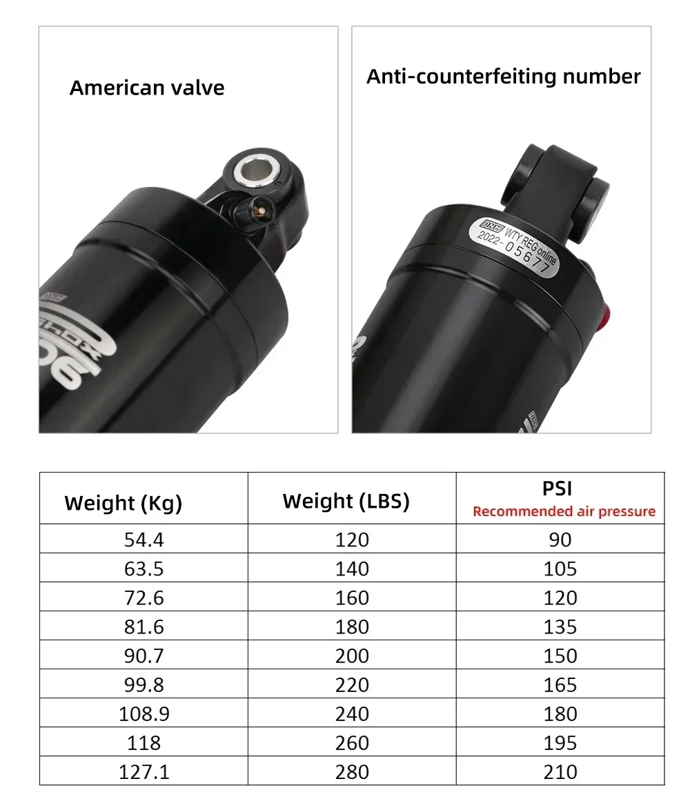 DNM AO-6 Mountain Bike Rear Shock Absorber 100/125/150/165/190mm Rear Shock for MTB Folding Bike Scooter Absorber Cycling Parts