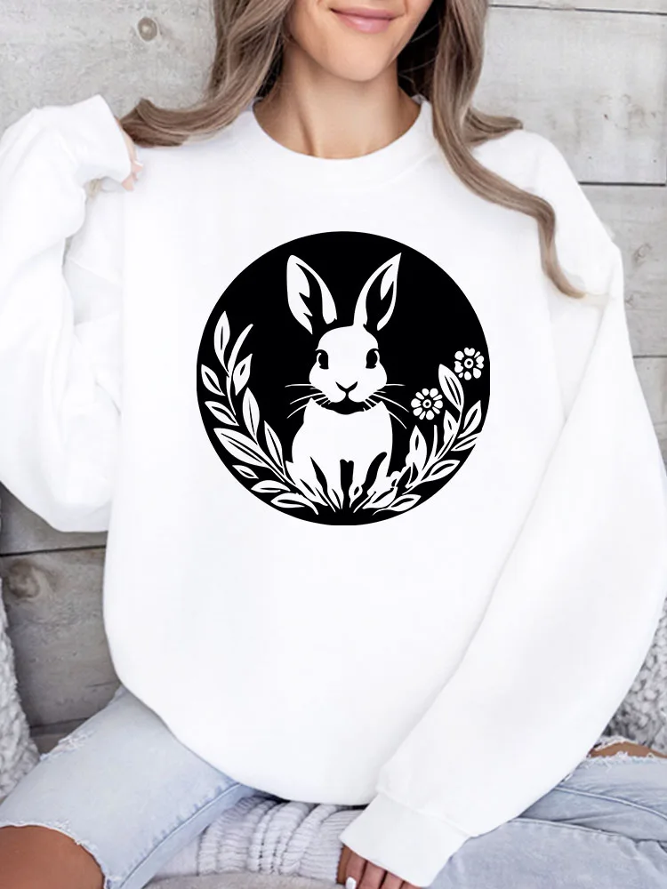 

Женская толстовка Sluggish Bunny с круглым вырезом, повседневный пуловер с длинными рукавами, свободный крой, для ежедневной носки