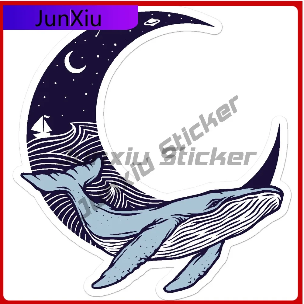 

Whale Moon Sailboat Anime Best Gift Vinyl Classic Car Decal Waterproof Laptop Window Bumper Auto Exterior Decor