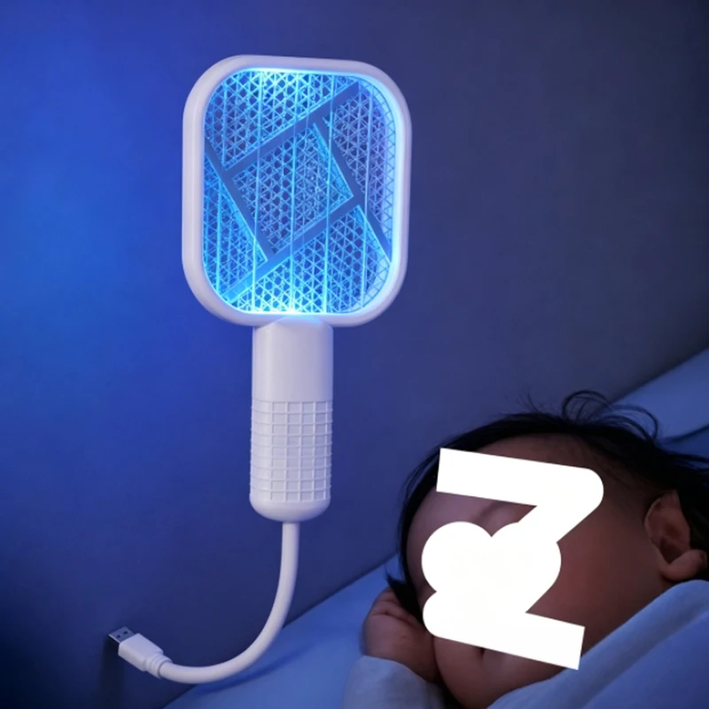 Mosquito Swatter Trap Pest Control Electric Shock Mosquito Killer Lamp Portable UV Light Electric Fly Bug Zapper Insect Racket