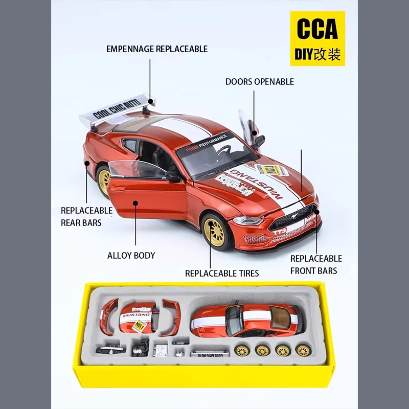 1:42 2018 Mustang GT 2019 Alloy Modified Car Series Model Vehicle Diecast Metal Assembly Modification Collection Toy Motor Boys
