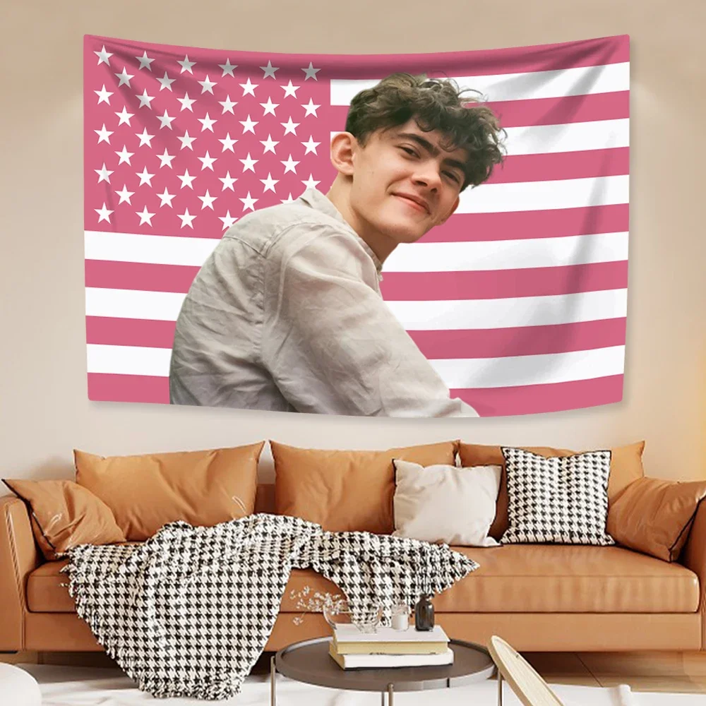 جو أقفال نسيج العلم الأمريكي سدادات القلب الممثل الشهير ديكور المنزل الجدار الشنق تغطي غرفة نوم النوم خلفية المشجعين هدية #3