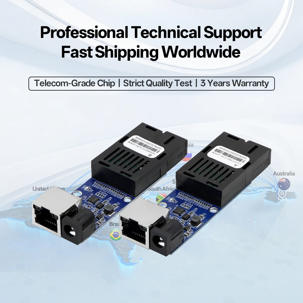 10/100Mbps 25KM Fiber Optic Media Converter BYXGD Module Industrial SC to RJ45 BIDI for Network Engineering Security Monitoring