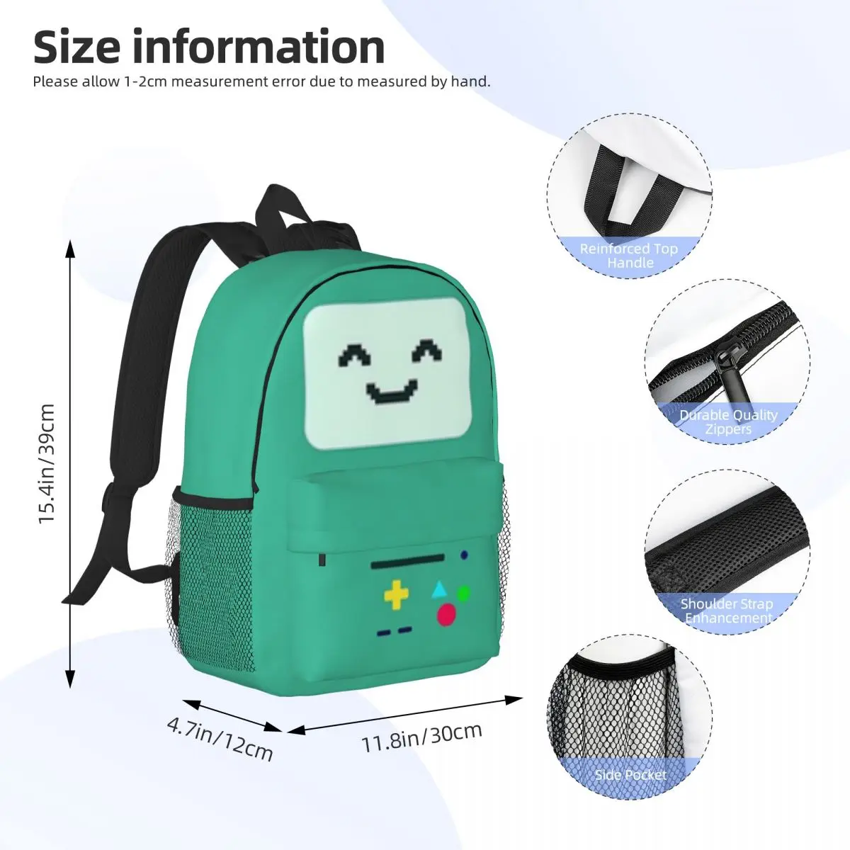 Mochila leve impressão, elegante mochila padrão, novo, 15 Polegada