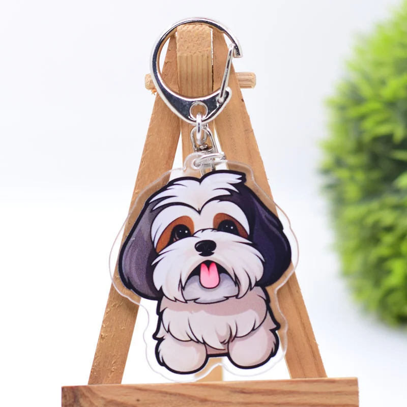 Lovely Dogs Keychain Arcylic Cartoon Figures Keyrings Kids Gift Key Chain Accessories