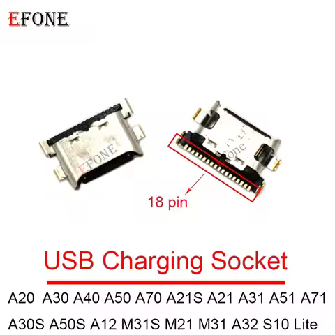 50PCS For Samsung A14 A25 A04S A20 A30 A50 A31 A51 A21S A30S A50S A22 S10 Lite USB Charging Port Dock Plug Connector Socket