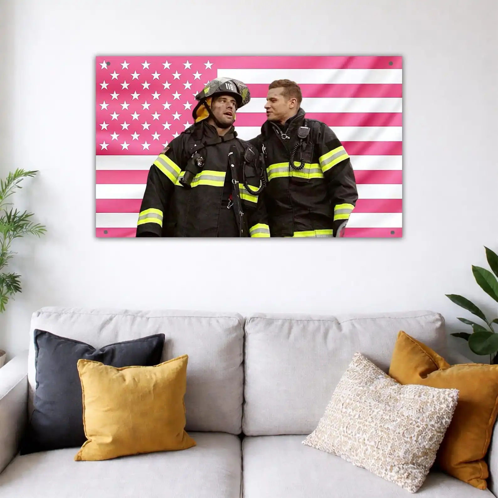 Evan Buckley & Eddie Diaz Pink American Flag 911 Buddie Wall Tapestry Advertising Decoration Garage Flags Outdoor Decors Flaga