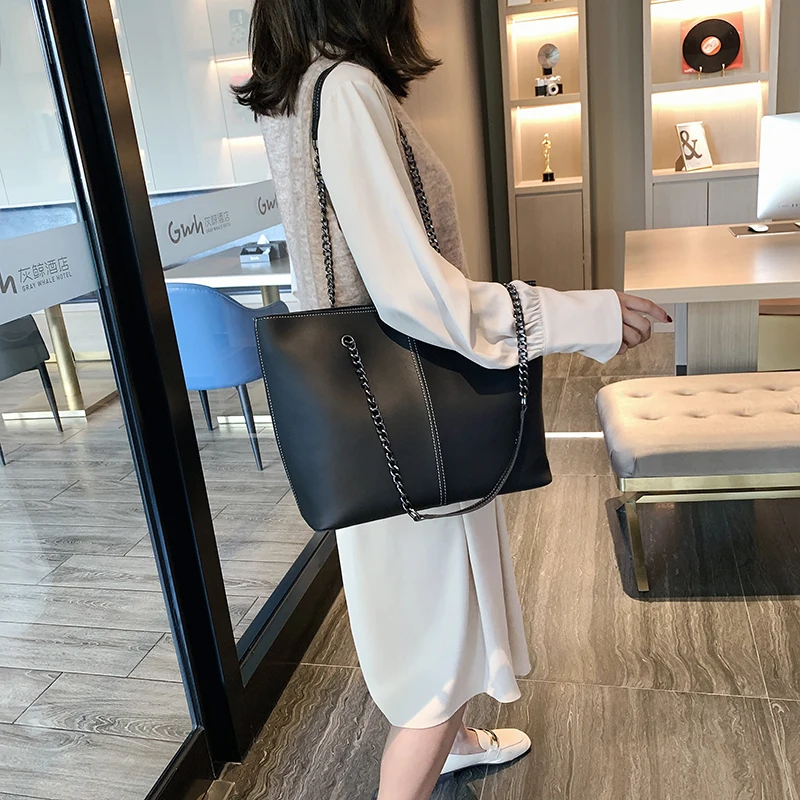 Women Casual Hand Bags Ladies Chain Design Handbags High Quality PU Leather Shoulder Bag Large Capacity Tote Bag for Women 2021