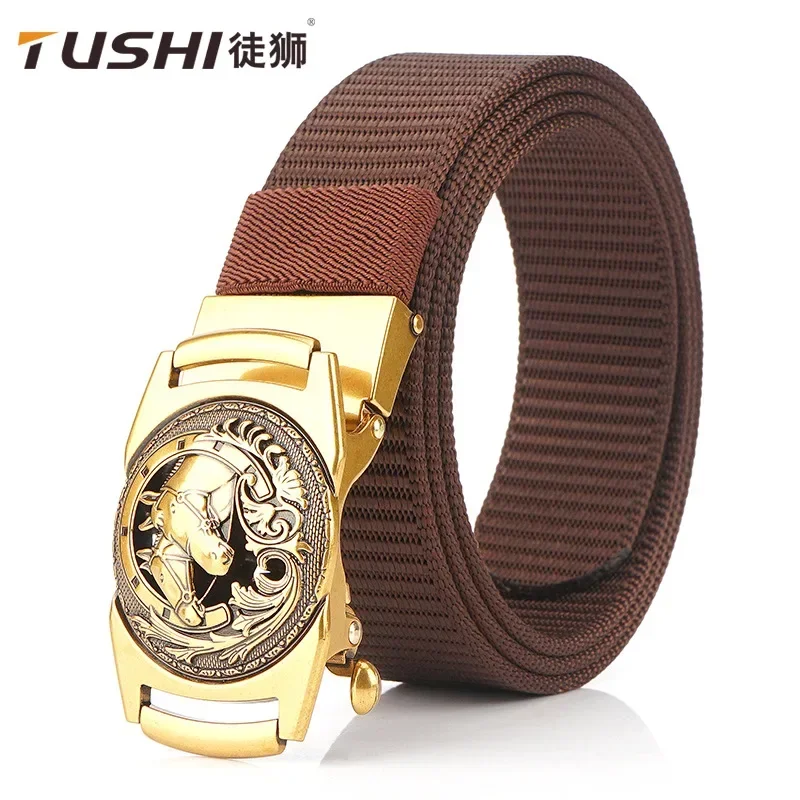 

3.5CM original belt men's toothless automatic buckle nylon canvas belt new fashion business