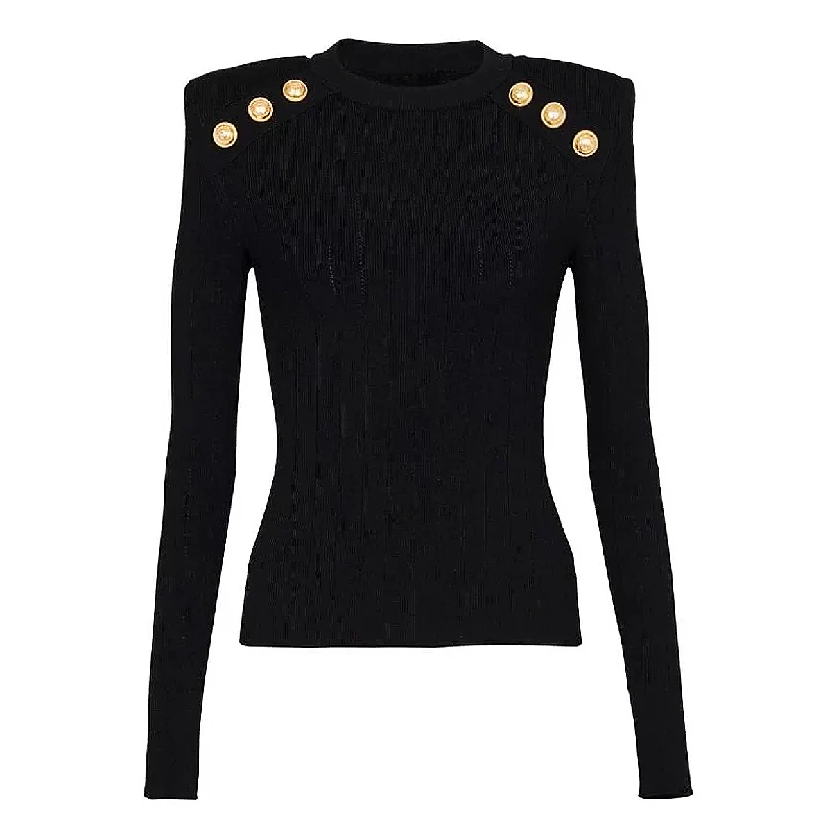 Spot 2024 Spring And Autumn New Quality Classic Versatile Wool Blend Knitted Base Black Crew Neck Women\'s Sweater