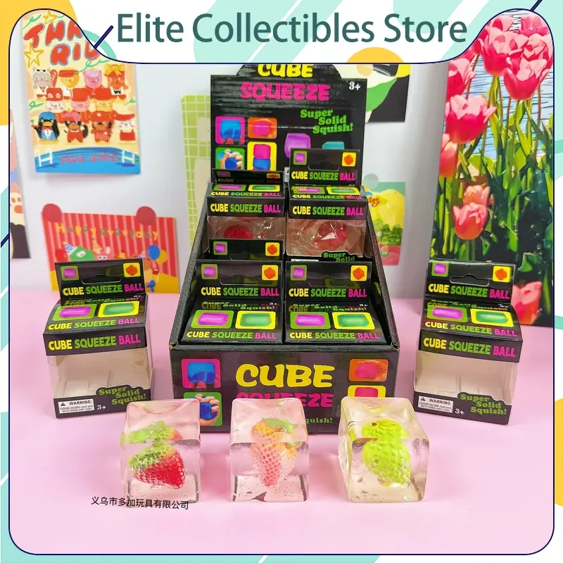 

12pcs/Full Case Clear Ice Cube Resin Squishy Toy Slow Rising Decompression Stress Relief Fidget Wholesale For Adults