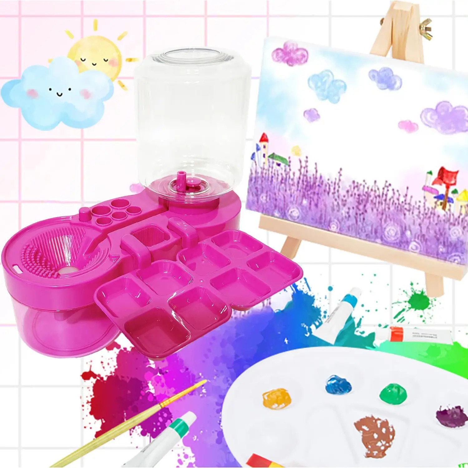 

Очиститель кистей для краски, ополаскиватель для акварельных кистей с очистителем для слива, чашка для ополаскивания, диспенсер для воды, очиститель кистей для масляной краски