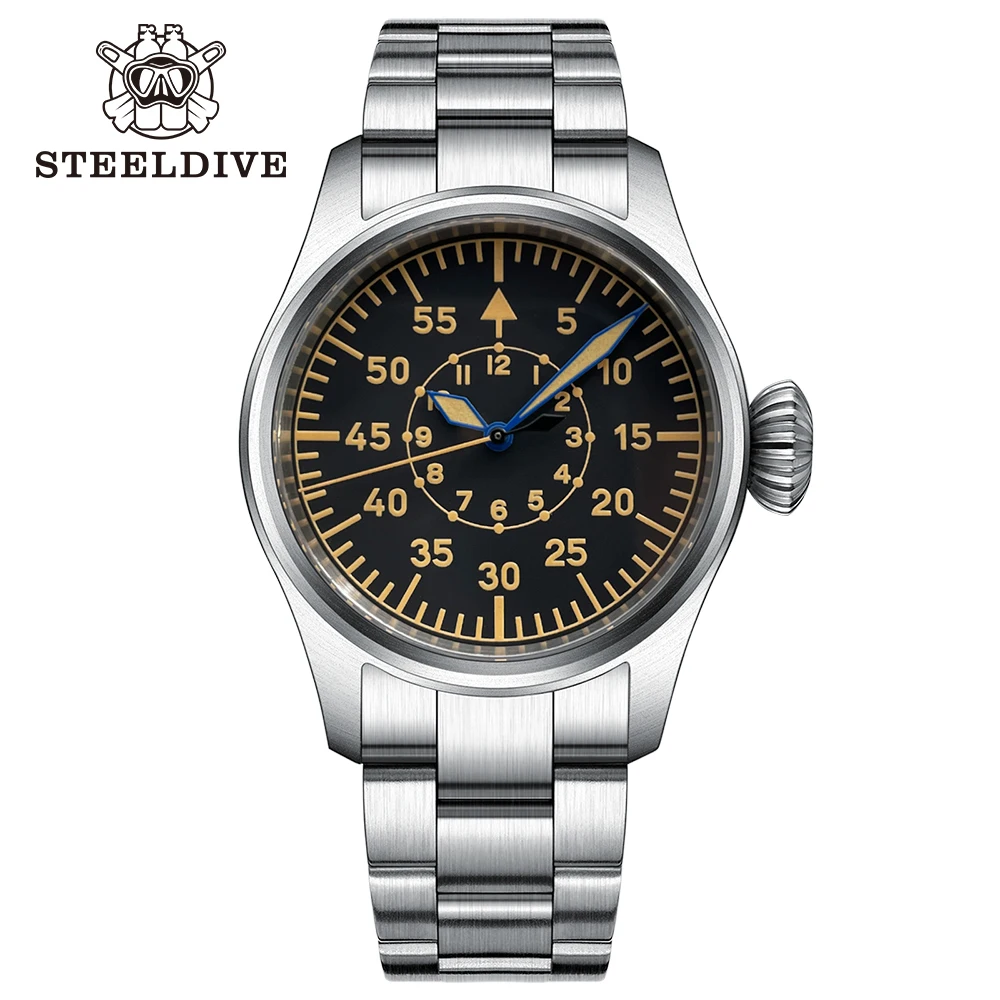 STEELDIVE SD1928B reloj de pulsera mecánico automático de lujo NH35, movimiento suizo superluminoso, 200M, resistente al agua, reloj de piloto de