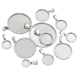5pcs Pendant Cabochon Blank Base Setting 10-40mm Inner Size Thick Stainless Steel Gold Plated Tray DIY Jewelry Accessories