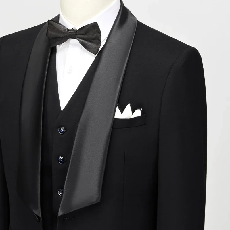 (Jacket+Vest+Pants) New Suit Men\'s Suits Prom/Party Tuxedo Groom Wedding Dress Fashion Korean Slim 3-Piece