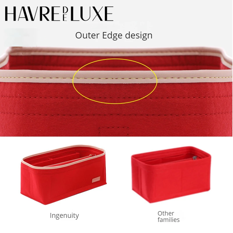 HAVREDELUXE Bag Organizer For Speedy 25 30 Felt Inner Bag Support Shape Easy Storage Handbag Insert Organizer with Pockets