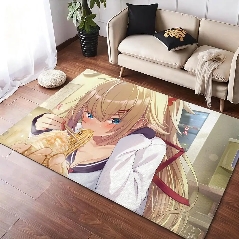 

Cute anime A-Akai HaatoS Floor Mat Soft Thickened Non-Slip Door Mat for Living Room Home Decor Flannel Rugs