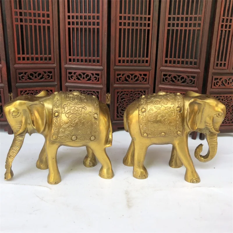 Wholesale Brass Elephant Elephant Animal Ornament Flower Elephant Water-Absorbing Elephant Home Office Craft