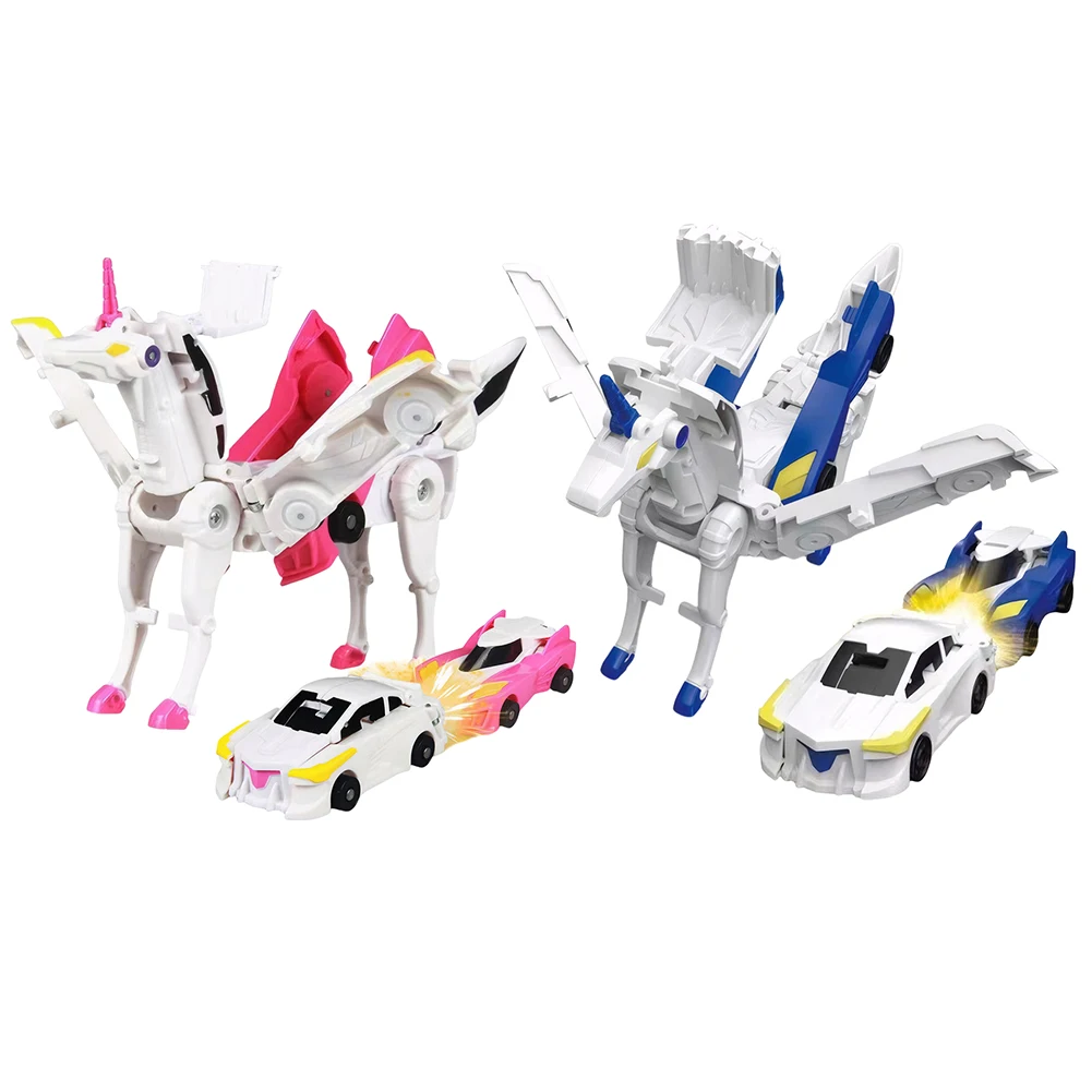 Ultimate Transforming Unicorn Car Toy Car Transform Unicorn Figurines Pegasus Unicorn Magnetic Impact Deformation Car for Kids