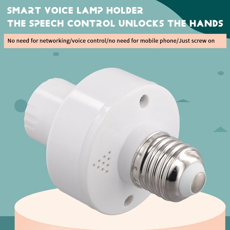 E27 Socket Smart Voice Light Bulbs Adapter  LED Socket E27 Lamp Holder No Networking Required Intelligent Voice Lamp Heads