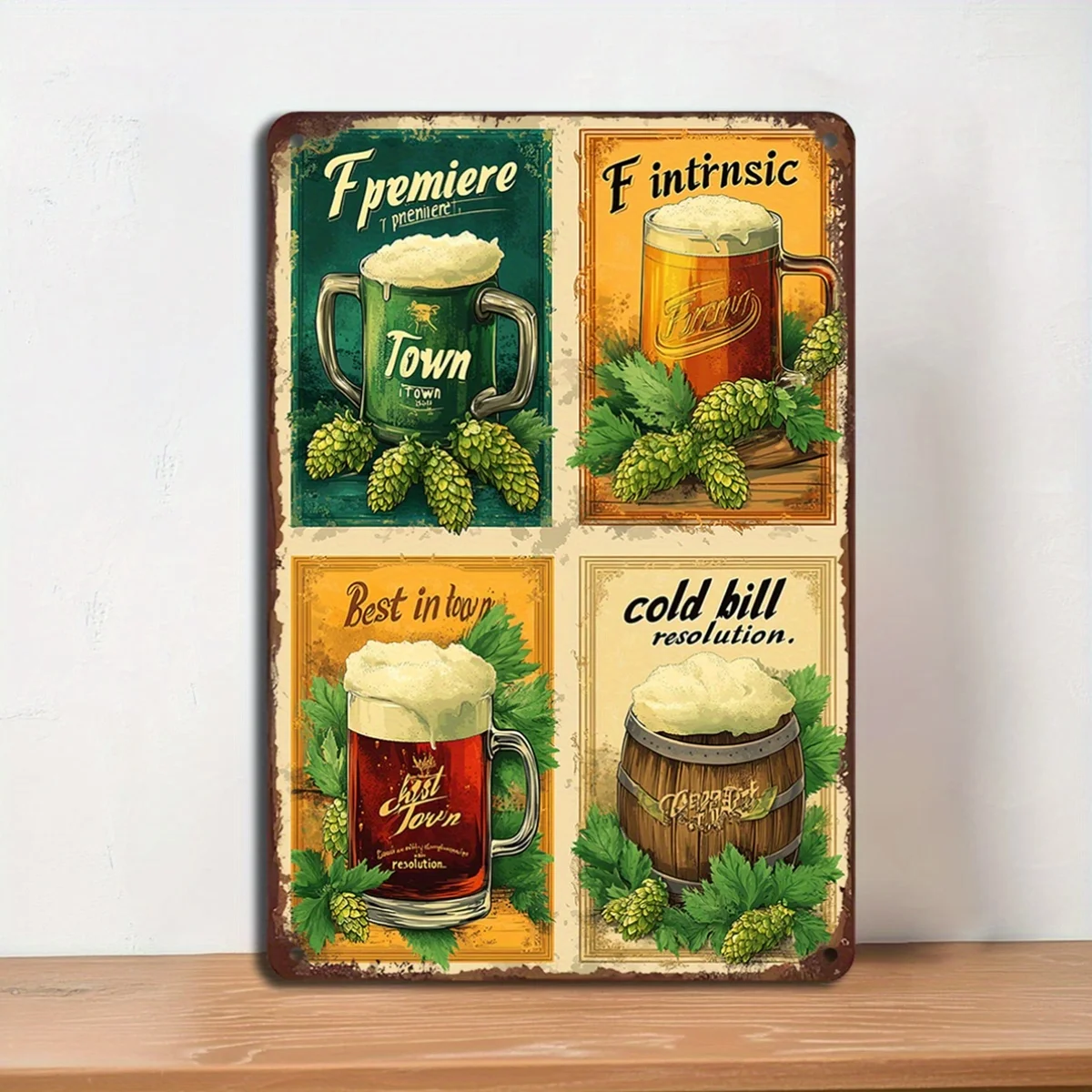 1PC Vintage Beer Style Iron Hanging Sign - Perfect for Kitchen, Bar or Office Decor, 8x12 Inches Home Wall Decoration