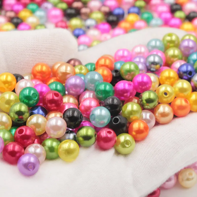 100Pcs Multi Color Straight Hole Acrylic Round Lmitation Pearl Loose Beads DIY Decoration Crafts Making Accessories Material