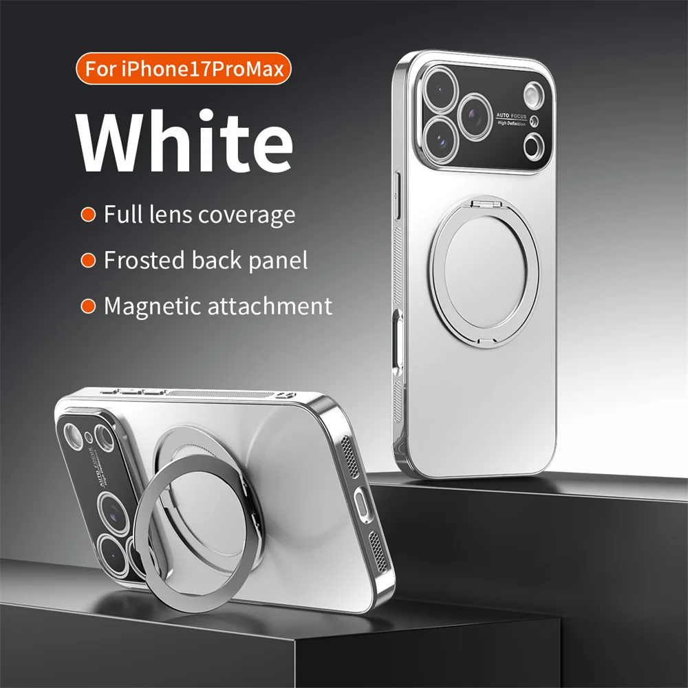 Magnetischer Ring, drehbarer, zusammenklappbarer Ständer, Handyhülle für iPhone 18 Pro Max, 17, 16, 15, 14, 13, mit Objektivschutz, einfarbige Hülle. – Detail 13