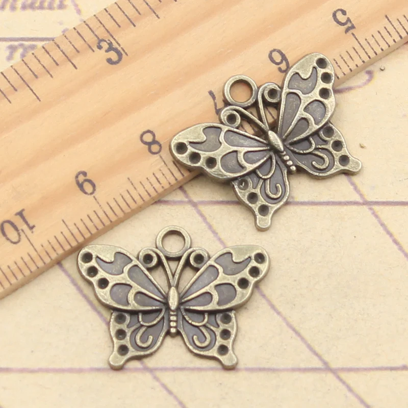 10pcs Charms Butterfly 20x25mm Tibetan Bronze Silver Color Pendants Antique Jewelry Making DIY Handmade Craft Pendant