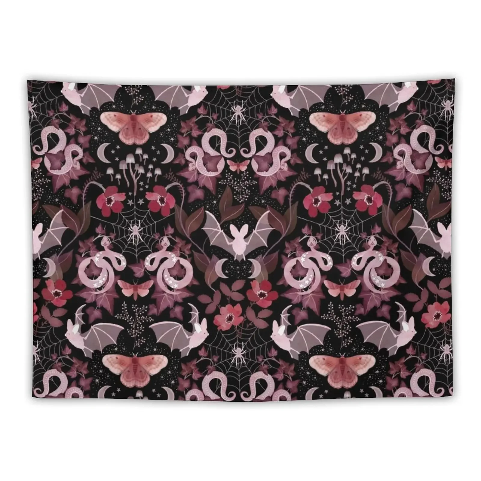 Moody gothic bat and snake damask Tapestry Cute Decor Wallpapers Home Decor Tapestry