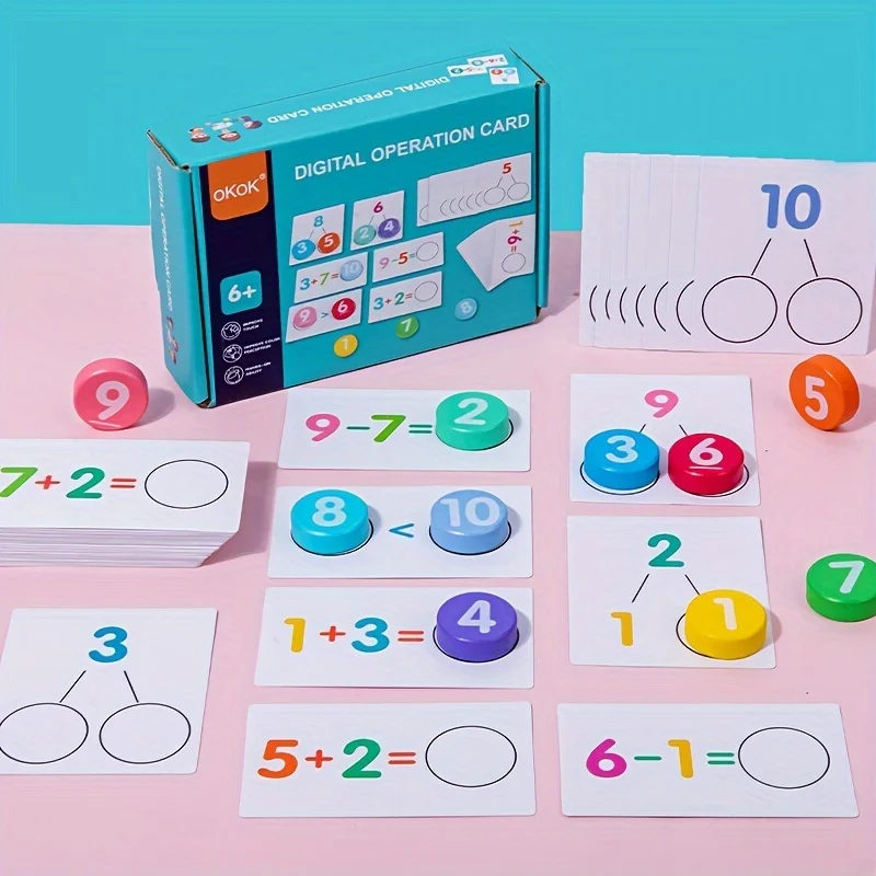 Digital Operation Card Children's Arithmetic Block Teaching Tool Mathematical Addition and Subtraction Cognition Cards