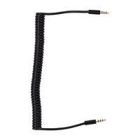 3.5Mm Male To Male Jack 4 Pole Extension Aux Audio Coiled Spiral Cable 1.5M