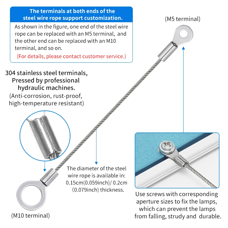 Picture 6: 4PCS 2mm Stainless Steel Rope, M4/M5/M6/M8/M10 Joint Terminal Anti Fall Rope Can Be Fixedly Connected to the Rope