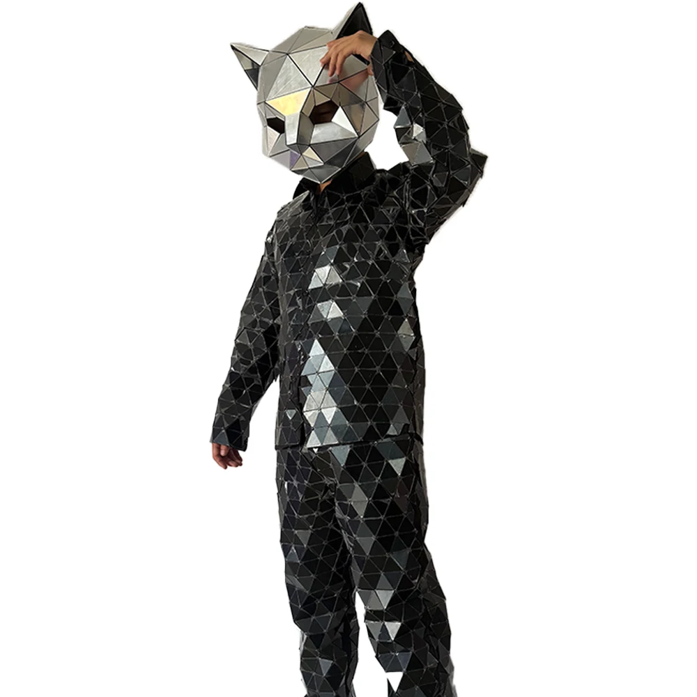 

Black Mirror Men Costume Animal Helmet Stage Performance Nightclub Halloween Cosplay Costume
